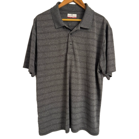 Men’s Grand Slam Performance Gray and Black Striped Golf Polo Size Large - Picture 1 of 3